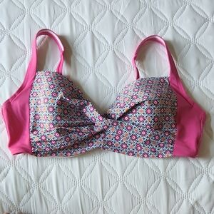 Lands' End Pink Floral Bikini Top, Size 12